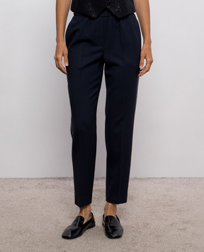Peserico Navy wool pants with monil chain A0457203472