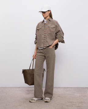Brunello Cucinelli Brown jeans with linen ML996P4053