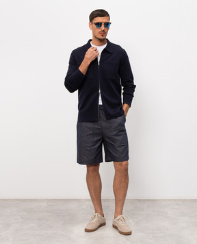 CAPOBIANCO Blue linen shorts 20M850TP00