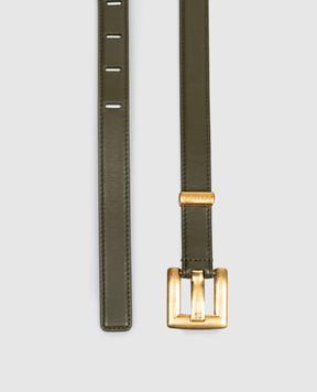 Balmain Anthem Khaki Leather Belt GN0WJ191LMTE