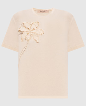 Twinset Beige T-shirt with embroidery 261TP2080