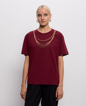 Twinset Burgundy T-shirt with chains 262AP2460
