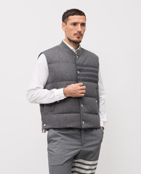 Thom Browne Grey wool and cashmere down vest MVD015X06393