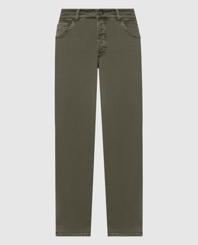 Brunello Cucinelli Khaki jeans with embroidered logo M277PB3210