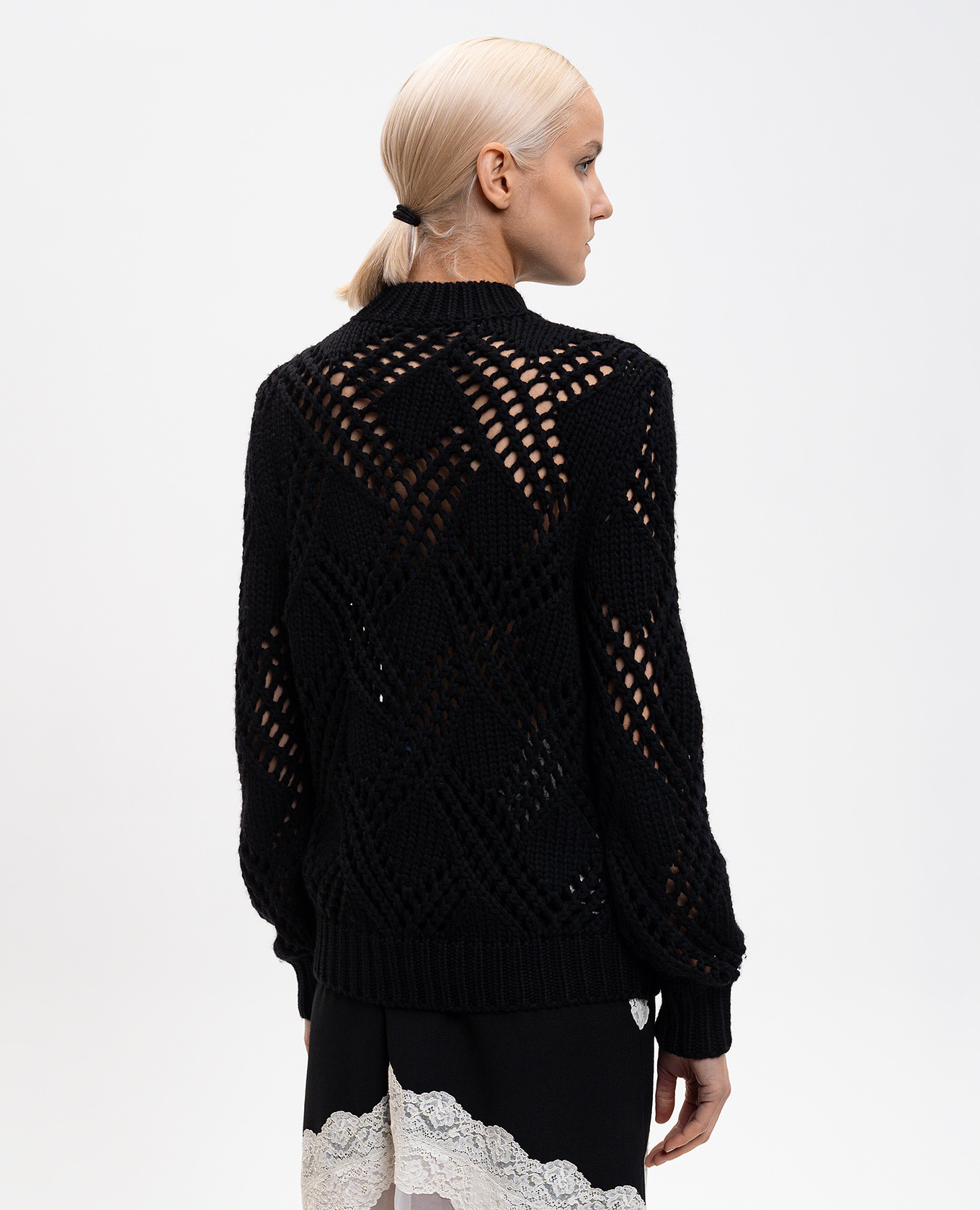 Black wool sweater with a pattern Jil Sander 4