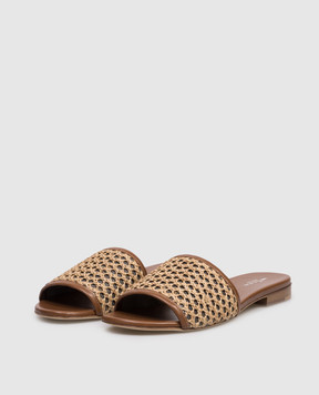 Kiton Brown flip-flops with weaving D61802N01446