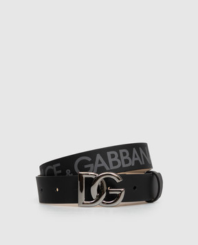 Dolce&Gabbana Children's black leather belt with logo print EC0083A3M29