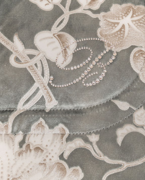 Blumarine Home Grey velour bedspread Regale with floral pattern H0000210085