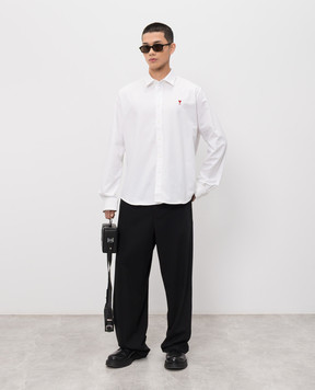 Ami Paris White shirt with embroidered emblem BFUSH063CO0031
