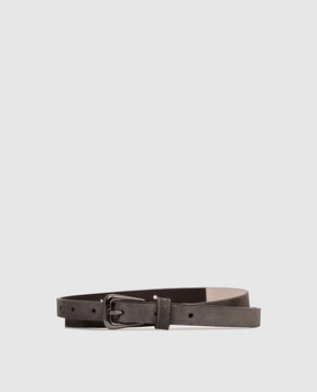 Brunello Cucinelli Gray suede belt with monil chain M0DELC149P