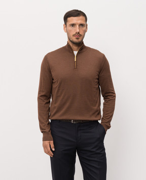 Stefano Ricci Brown cashmere and silk polo shirt K606125L01F26302