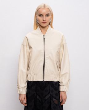 Babe Pay Pls Ivory leather bomber jacket 2411NATUREL