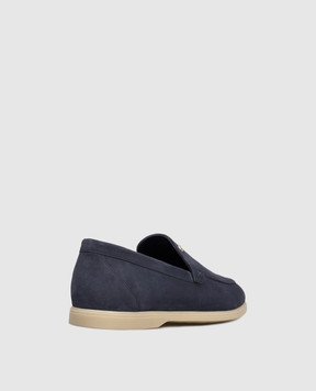 Stefano Ricci Blue suede loafers with textured emblem UC64G2287SDP