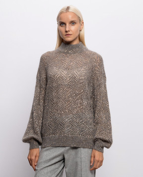 Brunello Cucinelli Gray openwork sweater with wool MRG562504