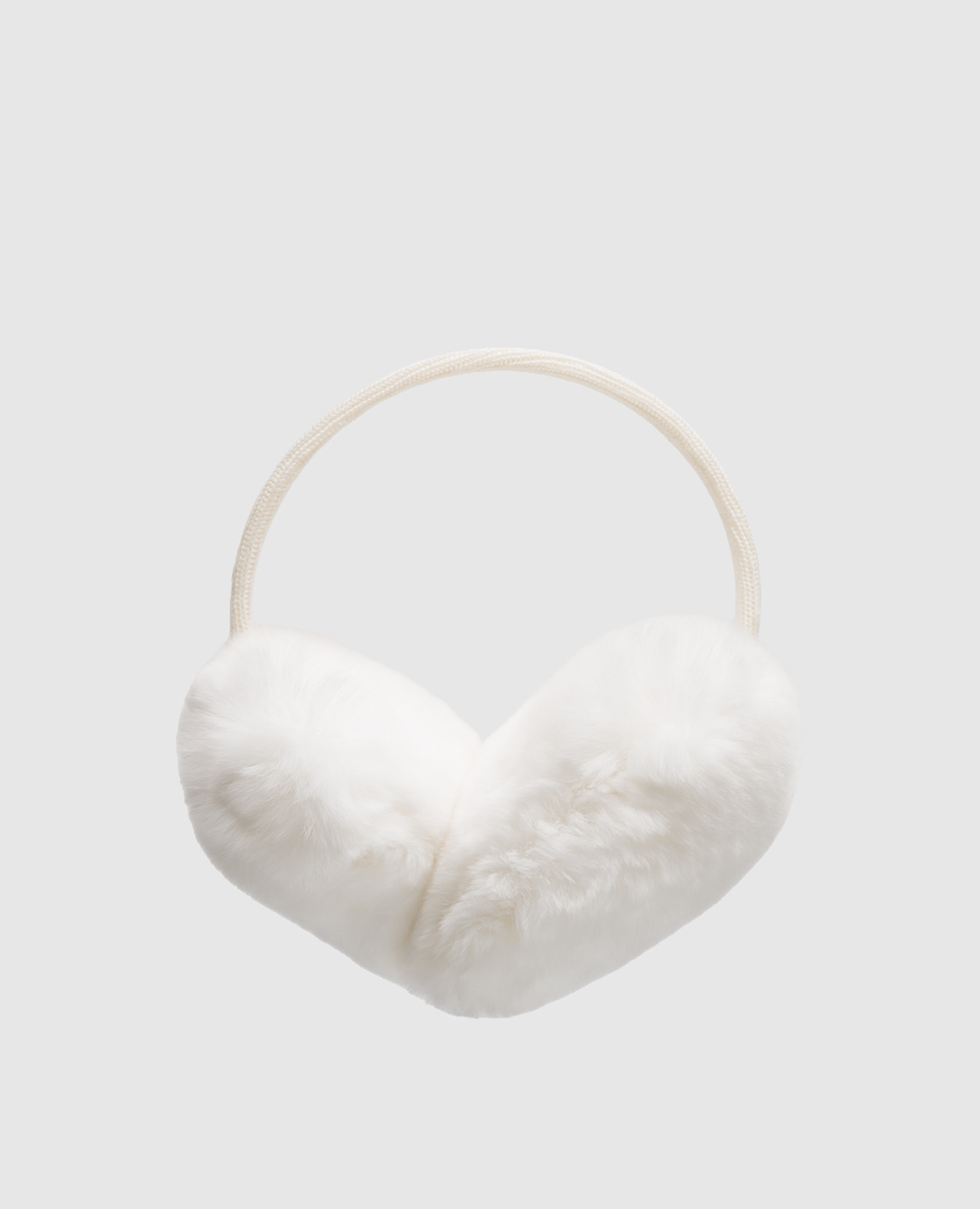 Children's white rabbit fur headphones