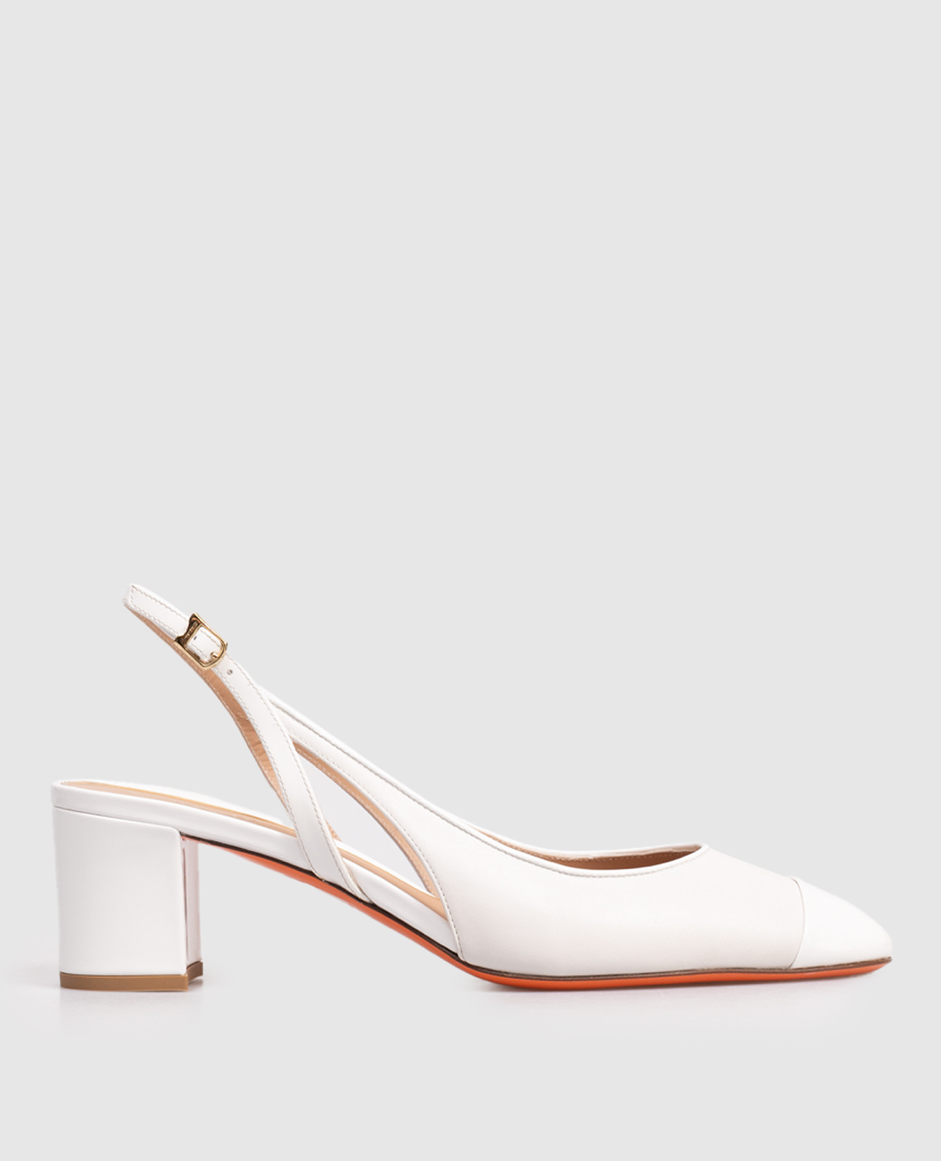 White leather slingbacks with cutouts