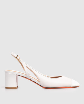Santoni White leather slingbacks with cutouts WDNC71546HA2NOGO
