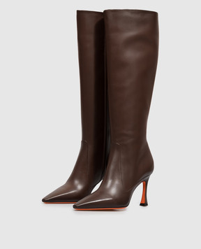 Santoni Brown leather boots WSTV72388HI2NXUY