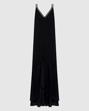 Peserico Black dress with monil chain E0232201505