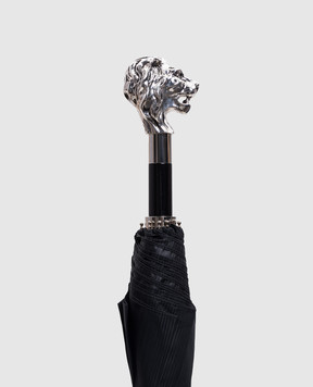 Pasotti Silver Lion black folding umbrella OMITUO64SRASO67681