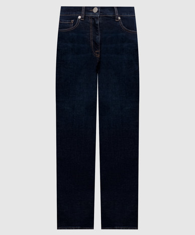 Blue jeans with logo patch