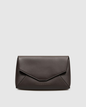 Brunello Cucinelli Brown leather cross-body bag with logo print MBXAB2836
