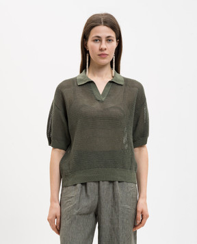 Peserico Green top with polo collar S99113F129056T