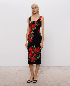Dolce&Gabbana Black dress with printed silk F622MTFSA9R