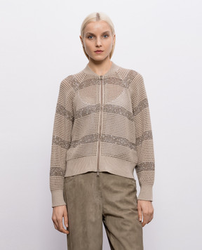 Brunello Cucinelli Beige cardigan with sequins M58772806