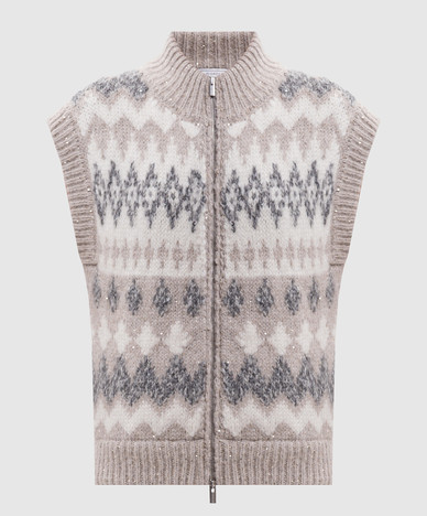 Beige alpaca wool vest