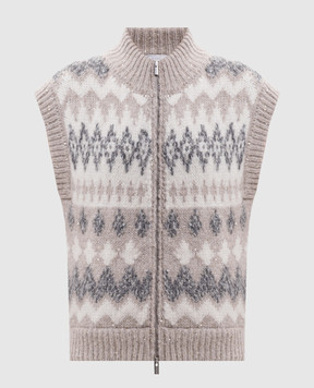 Peserico Beige alpaca wool vest A93141F03H9100