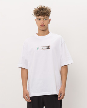 Off-White White T-shirt with Narciso brand print 44MAA120F26J012
