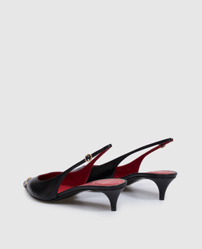 Valentino Black leather slingbacks with VLogo logo 9W2S0QB8YEA