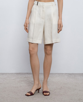 Peserico Ivory linen shorts with lapels P0421502606
