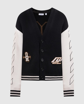 Off-White Black cardigan with embroidery 44MHB019S26K002