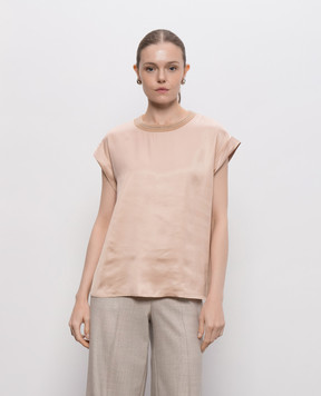 Peserico Pink blouse with monil chain A06102A6638