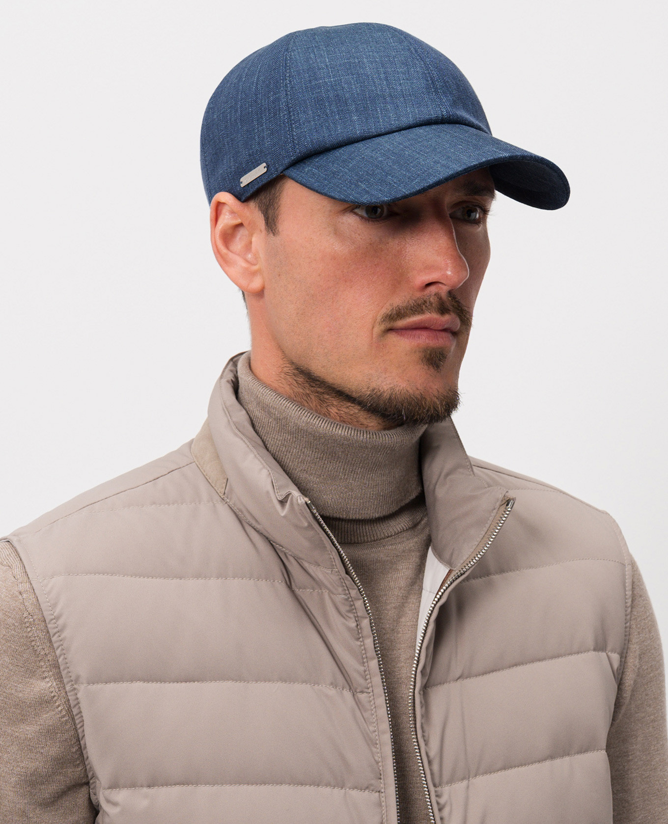 

Blue wool, silk and linen cap Enrico Mandelli
