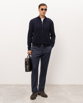 Stefano Ricci Blue cardigan made of wool, cashmere and silk K202026R31F26394