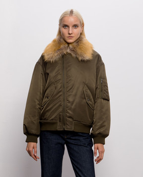 Saint Laurent Green bomber jacket with collar A00300YZ9HT