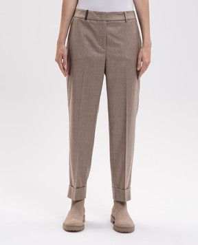Peserico Beige wool pants with lurex P04253Z03324