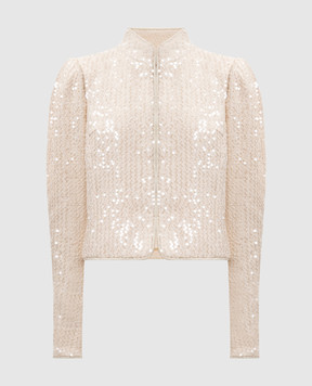 Twinset Beige tweed jacket with sequins 261TP2621