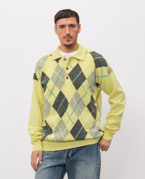 JW Anderson Yellow wool sweater with geometric pattern KW1487YN0470
