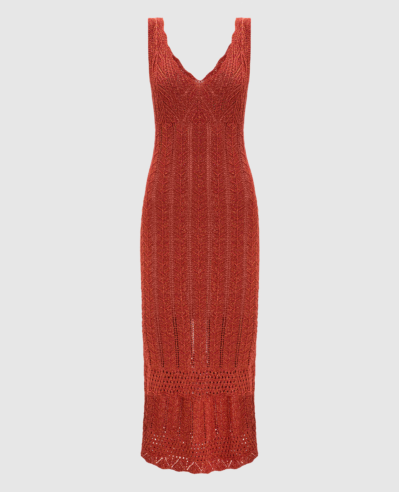 Terracotta dress with lurex pattern