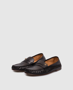 Versace Black leather loafers Guanto 10234311A17346