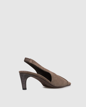 Brunello Cucinelli Brown suede slingbacks with chain MZSFC3368P