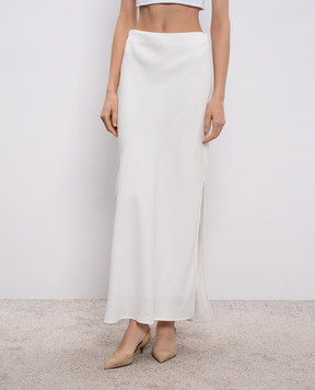 Brunello Cucinelli White maxi skirt with linen MH126G3396