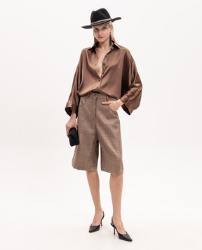 Brunello Cucinelli Brown silk blouse MPC59MQ606