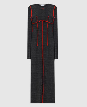 Off-White Grey melange midi dress with logo 2DB54ZF25JER001