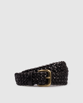 Dragon Black leather braided belt DGS66045