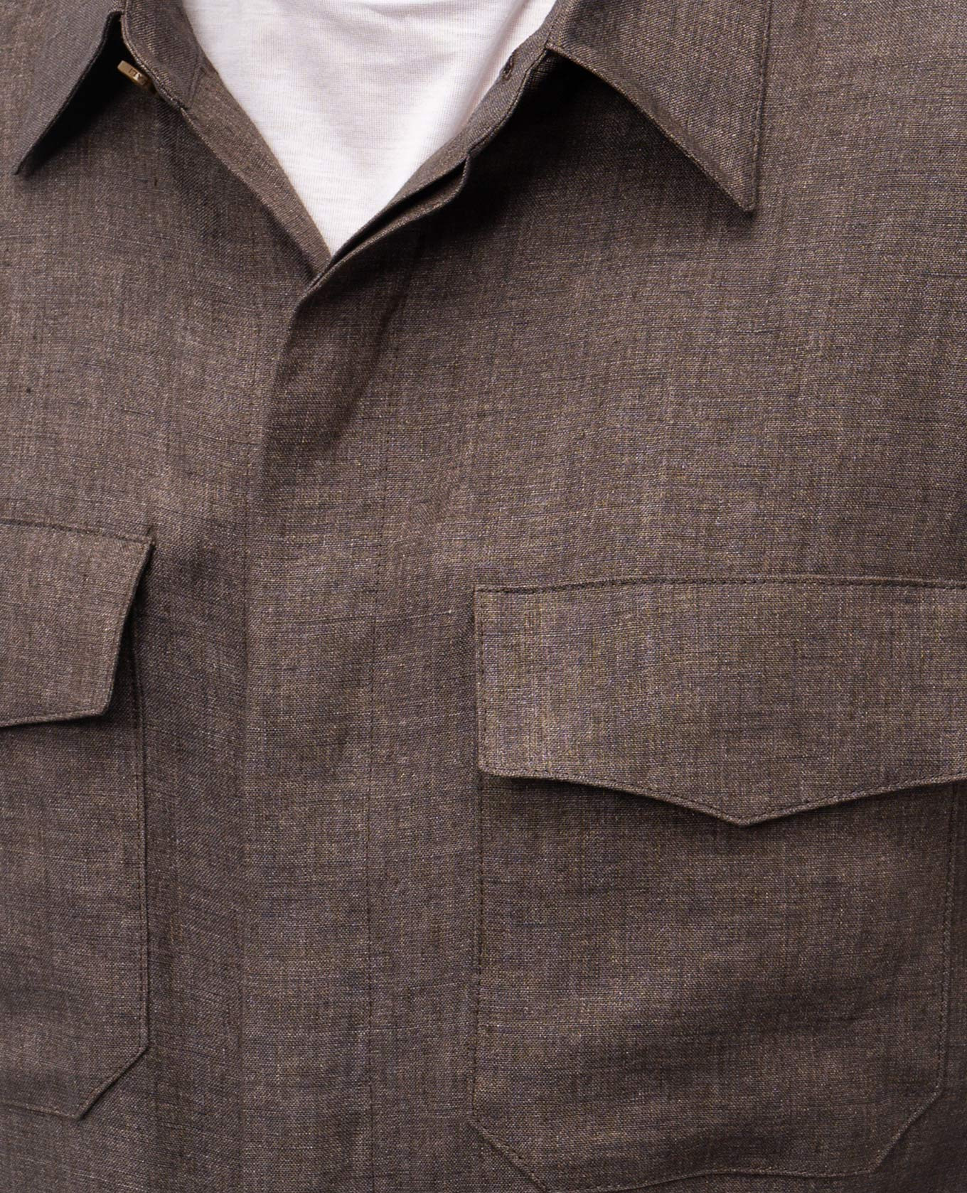 Brown linen shirt with emblem Canali 5